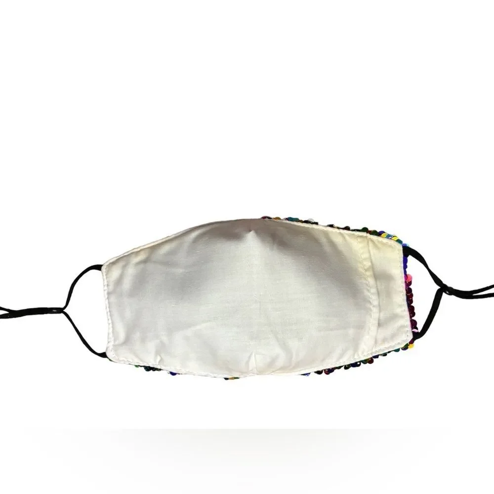 Rainbow Multicolor Reversible Sequin Large Face Mask